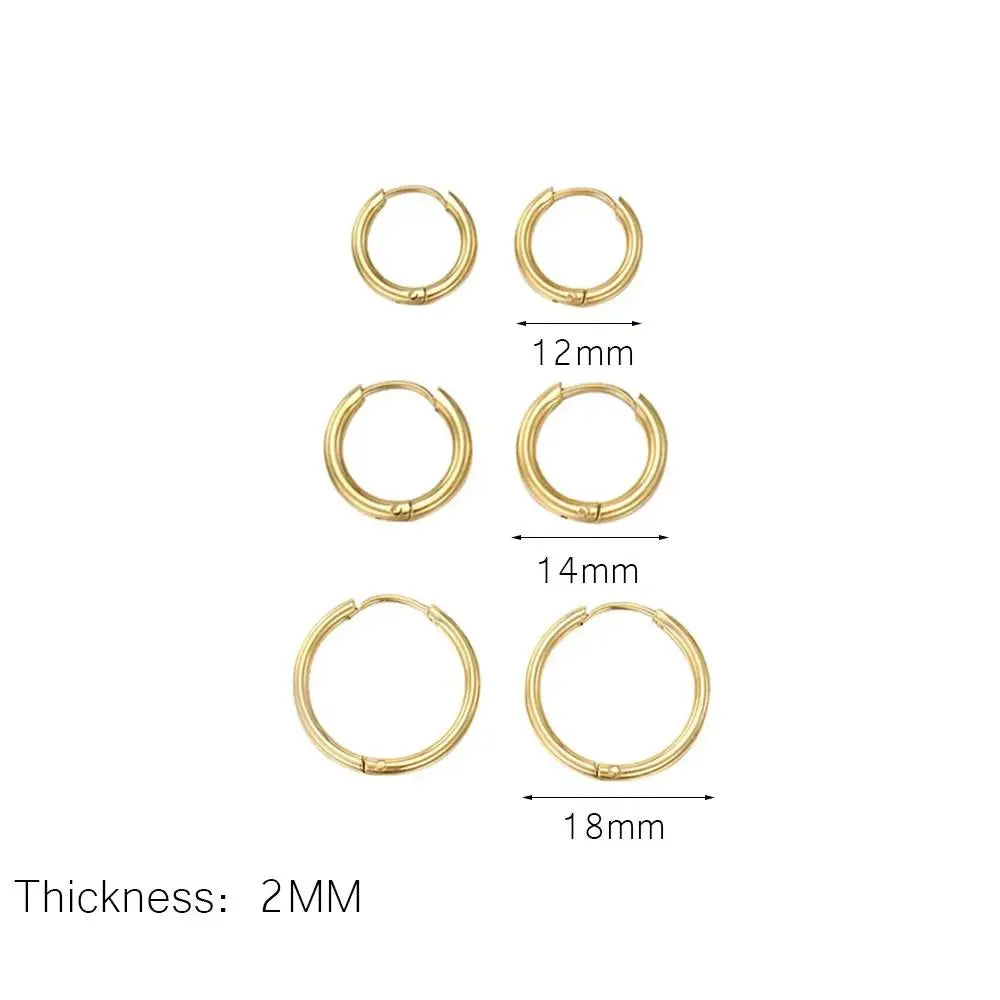 3Pairs Rhévola Golden Hoops