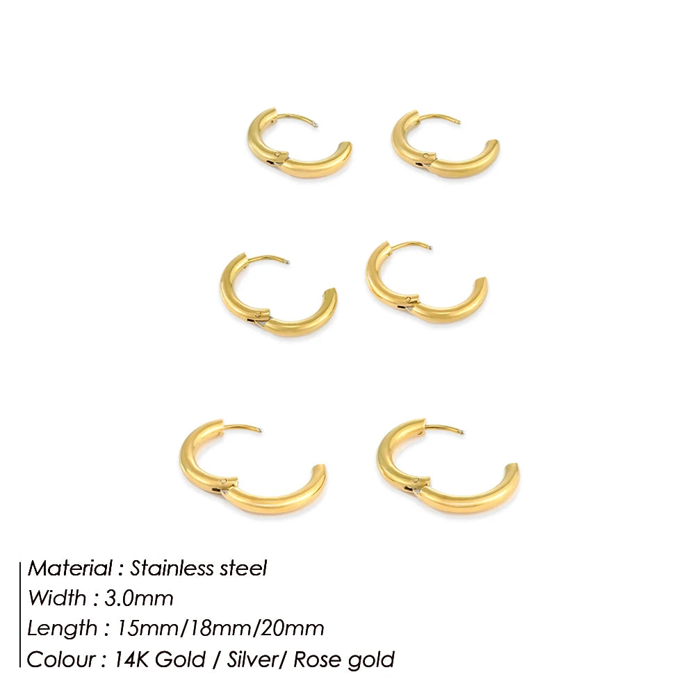 3Pairs Rhévola Golden Hoops